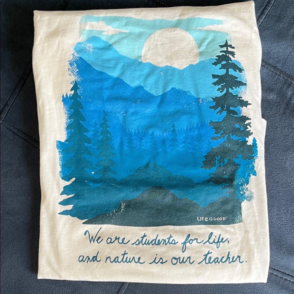 Life Is Good Blue and White Nature Tee
